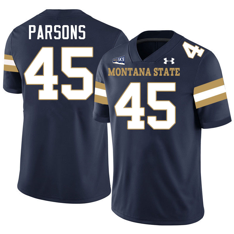 #45 Hunter Parsons Montana State Bobcats Jerseys Football Uniforms Stitched-Navy